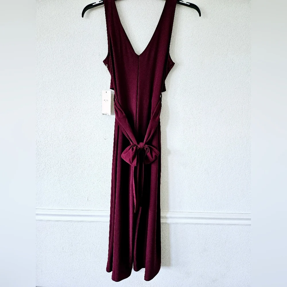 Blāshe Burgundy Wide-leg Cropped Sleeveless Jumpsuit - Size S